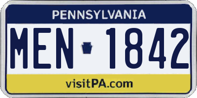 PA license plate MEN1842