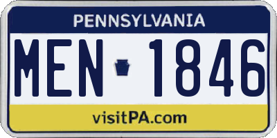 PA license plate MEN1846
