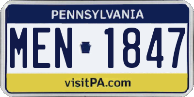 PA license plate MEN1847