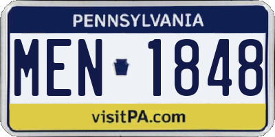 PA license plate MEN1848