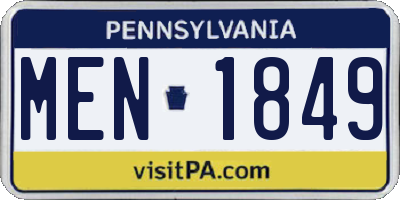 PA license plate MEN1849