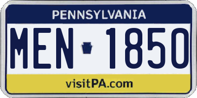 PA license plate MEN1850