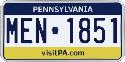 PA license plate MEN1851