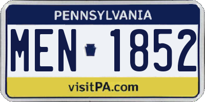 PA license plate MEN1852