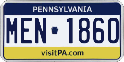 PA license plate MEN1860