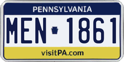 PA license plate MEN1861
