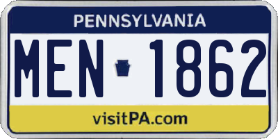PA license plate MEN1862
