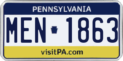 PA license plate MEN1863