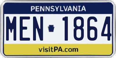 PA license plate MEN1864