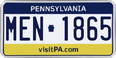 PA license plate MEN1865