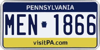 PA license plate MEN1866