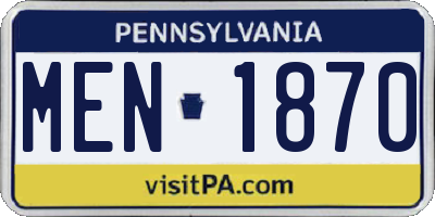 PA license plate MEN1870