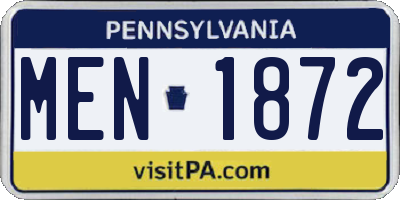 PA license plate MEN1872