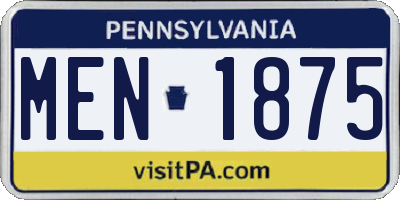 PA license plate MEN1875