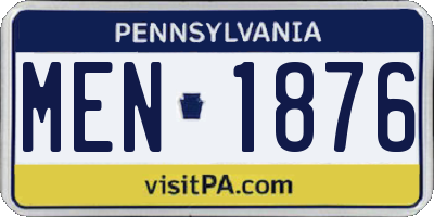 PA license plate MEN1876
