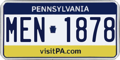 PA license plate MEN1878