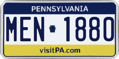PA license plate MEN1880