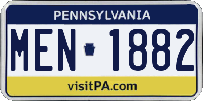 PA license plate MEN1882