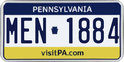 PA license plate MEN1884