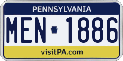 PA license plate MEN1886