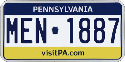 PA license plate MEN1887