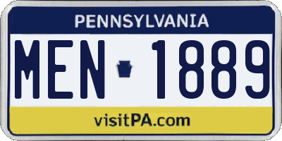 PA license plate MEN1889