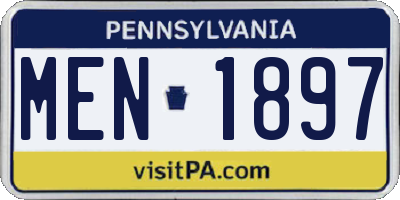 PA license plate MEN1897