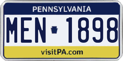 PA license plate MEN1898