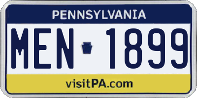 PA license plate MEN1899
