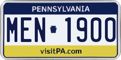 PA license plate MEN1900