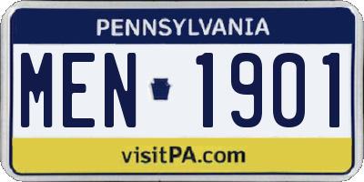 PA license plate MEN1901