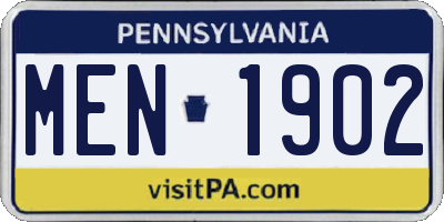 PA license plate MEN1902