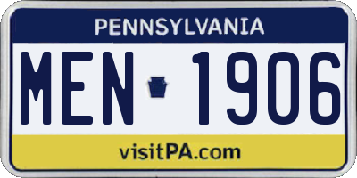 PA license plate MEN1906
