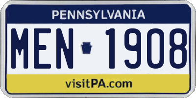 PA license plate MEN1908