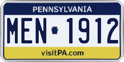 PA license plate MEN1912