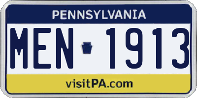 PA license plate MEN1913