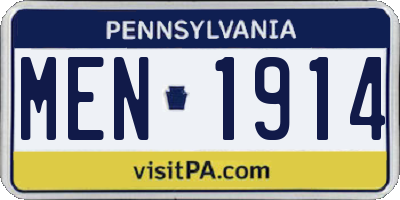 PA license plate MEN1914