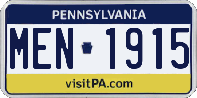 PA license plate MEN1915
