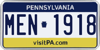 PA license plate MEN1918