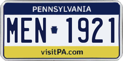 PA license plate MEN1921