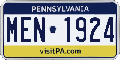 PA license plate MEN1924