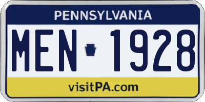PA license plate MEN1928