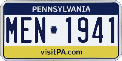 PA license plate MEN1941