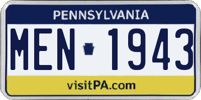 PA license plate MEN1943