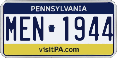 PA license plate MEN1944