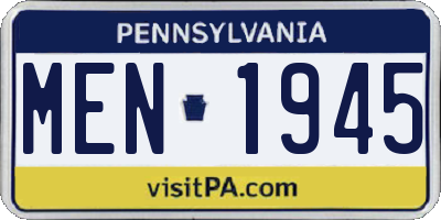 PA license plate MEN1945