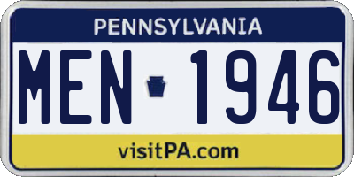 PA license plate MEN1946