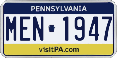 PA license plate MEN1947