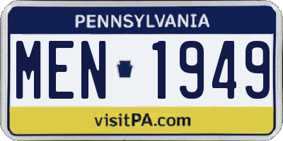 PA license plate MEN1949