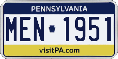 PA license plate MEN1951